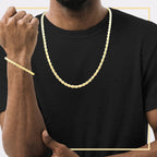 14K Gold Filled Rope Chain Necklace 24" Bracelet 8.5" Set for Men 5 - 6 mm