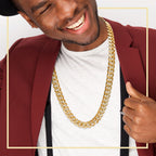 Cuban Link 14K Gold Plated Necklace 30" For Men