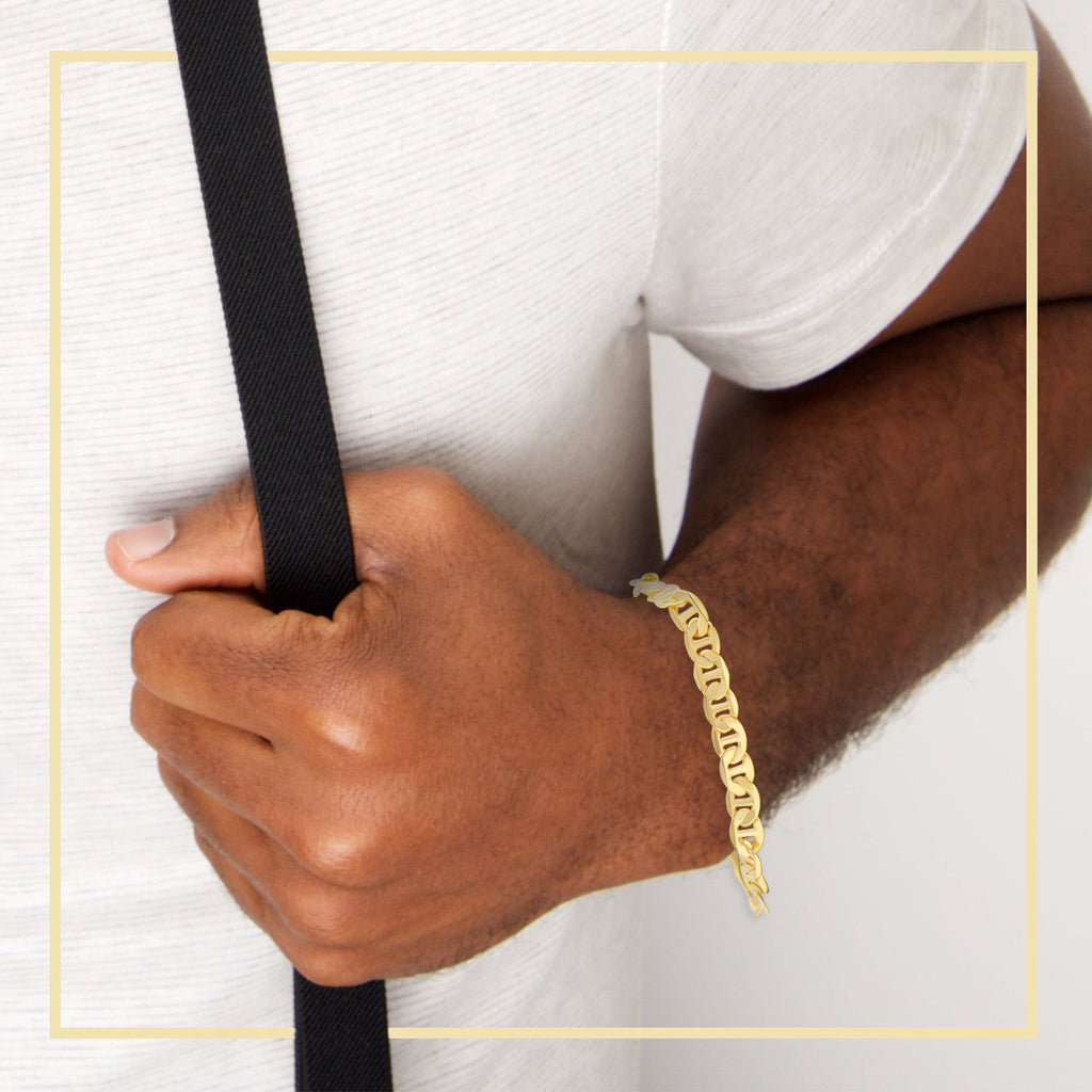 Mariner Chain 14K Gold Filled Bracelet 8.5" Lobster Claw Clasp Men Jewelry 6.8 mm