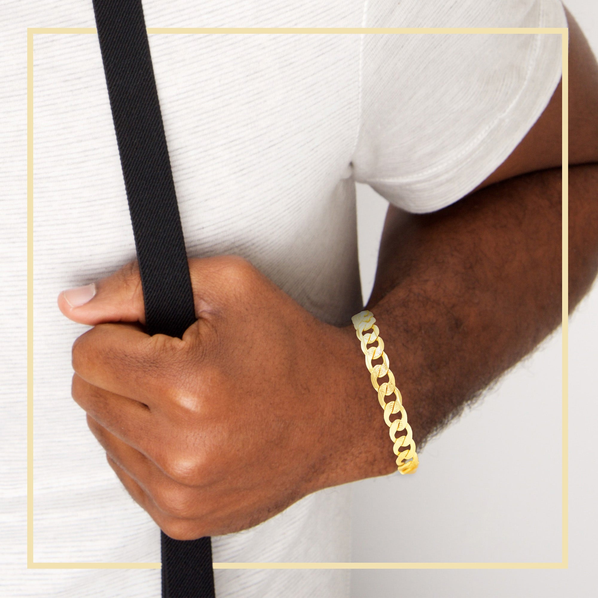 Diamond Cut Cuban Link Chain 14K Gold Filled Bracelet 8.5" Lobster Claw Clasp Men Jewelry 9 mm