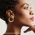 Bamboo Hoop Earrings 14K Gold Plated Women Jewelry 40 mm