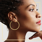 14K Gold Plated Hoop Women Earrings 2 mm 25 - 70 mm
