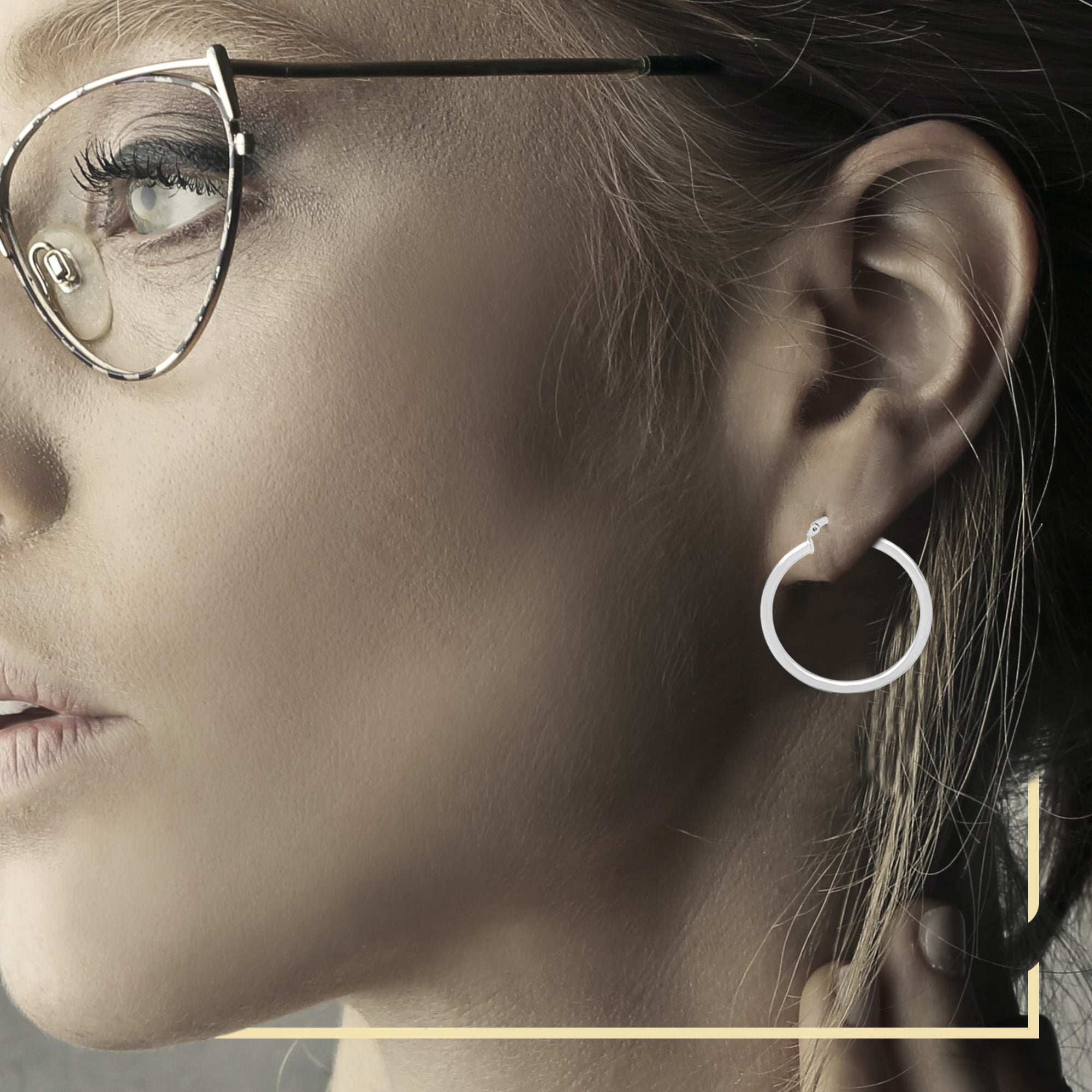 Silver Hoops Women Hip Hop Earrings 3 mm 25 - 70 mm