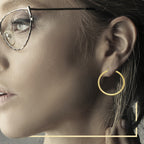 14K Gold Plated Plain Hoop Women Earrings 4 mm 25 - 80 mm