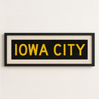 Framed Iowa City Black and Gold Bus Scroll