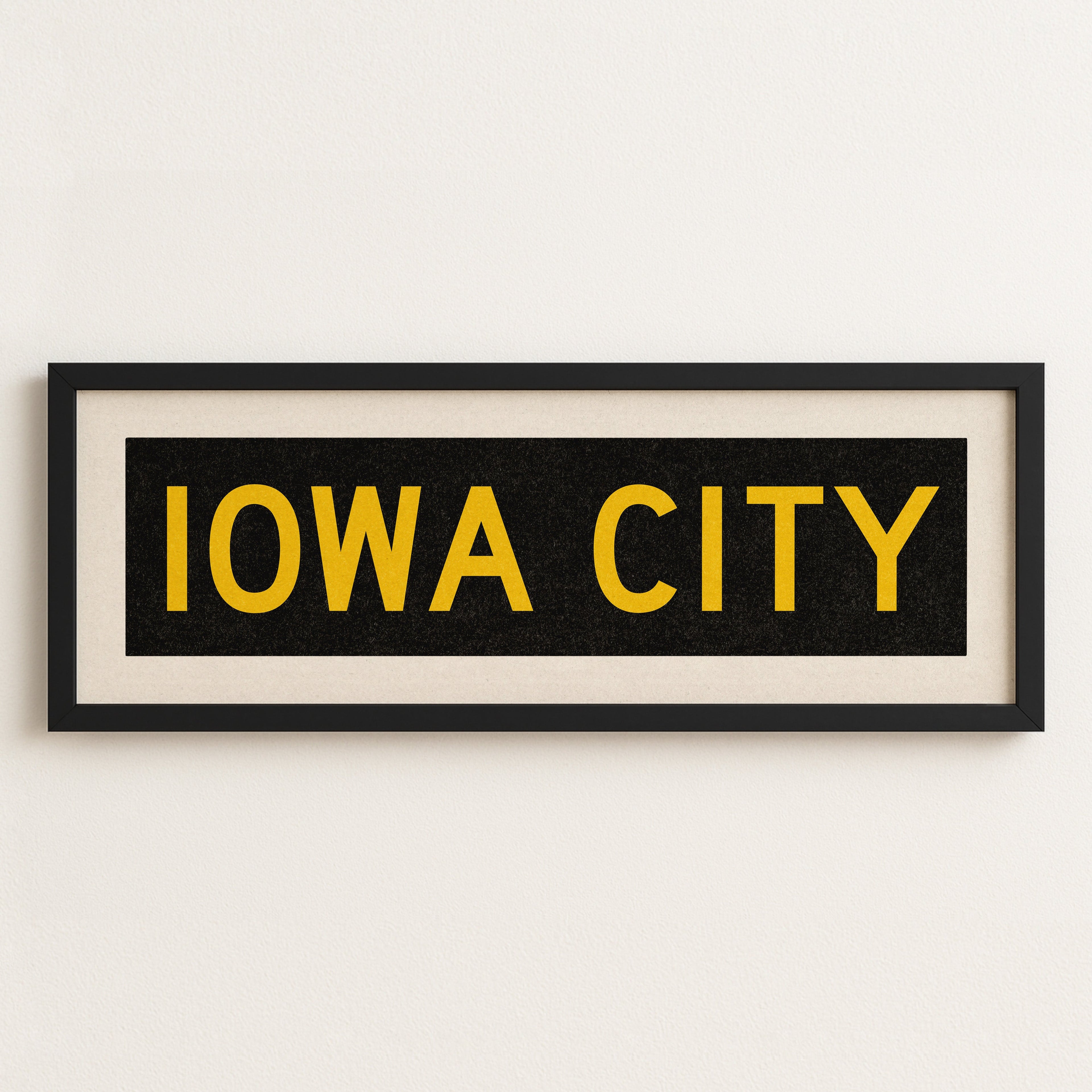 Framed Iowa City Black and Gold Bus Scroll