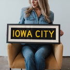 Framed Iowa City Black and Gold Bus Scroll