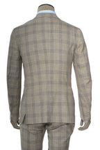 Isaia Double Breasted Double Windowpane Wool-Silk-Linen Suit