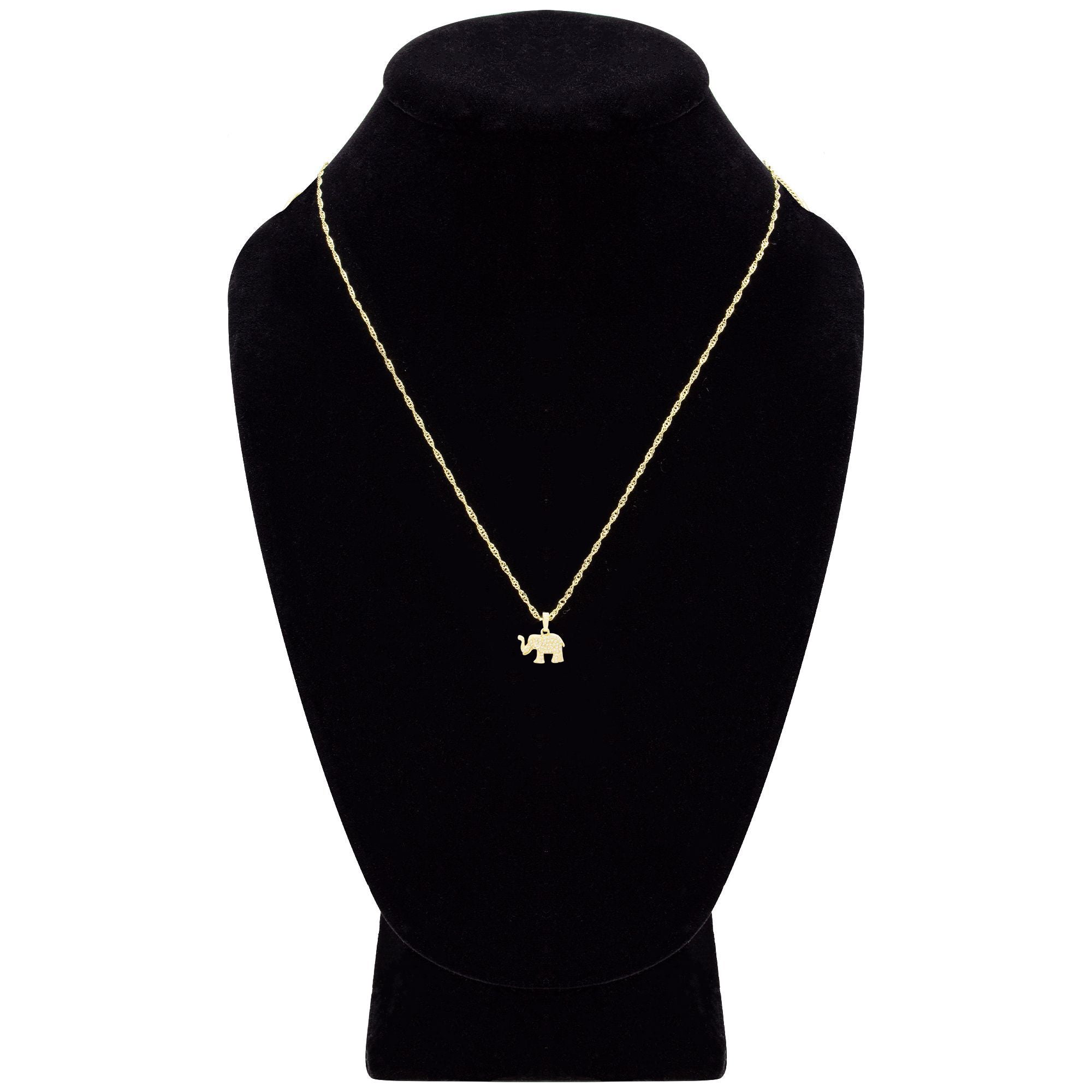Elephant Cubic Zirconia Pendant With 14K Gold Filled Necklace Set