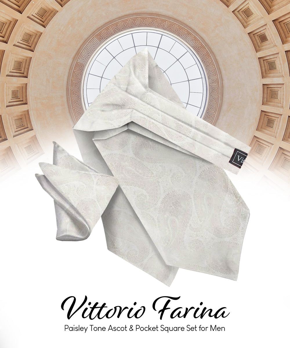 Vittorio Farina Men's Woven Paisley Ascot & Pocket Square