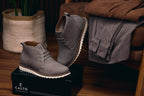 CALTO - J2192 - 2.6 Inches Taller (Grey/White Sole) - Nubuck Chukka Boots