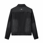Obsidian Distressed Denim Jacket BLACK