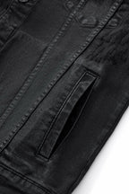 Obsidian Distressed Denim Jacket BLACK