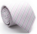 Mens Dads Classic Fuchsia Striped Pattern Business Casual Necktie & Hanky Set JO-5