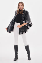 The Glacier Black Reversible Leather Women Jacket
