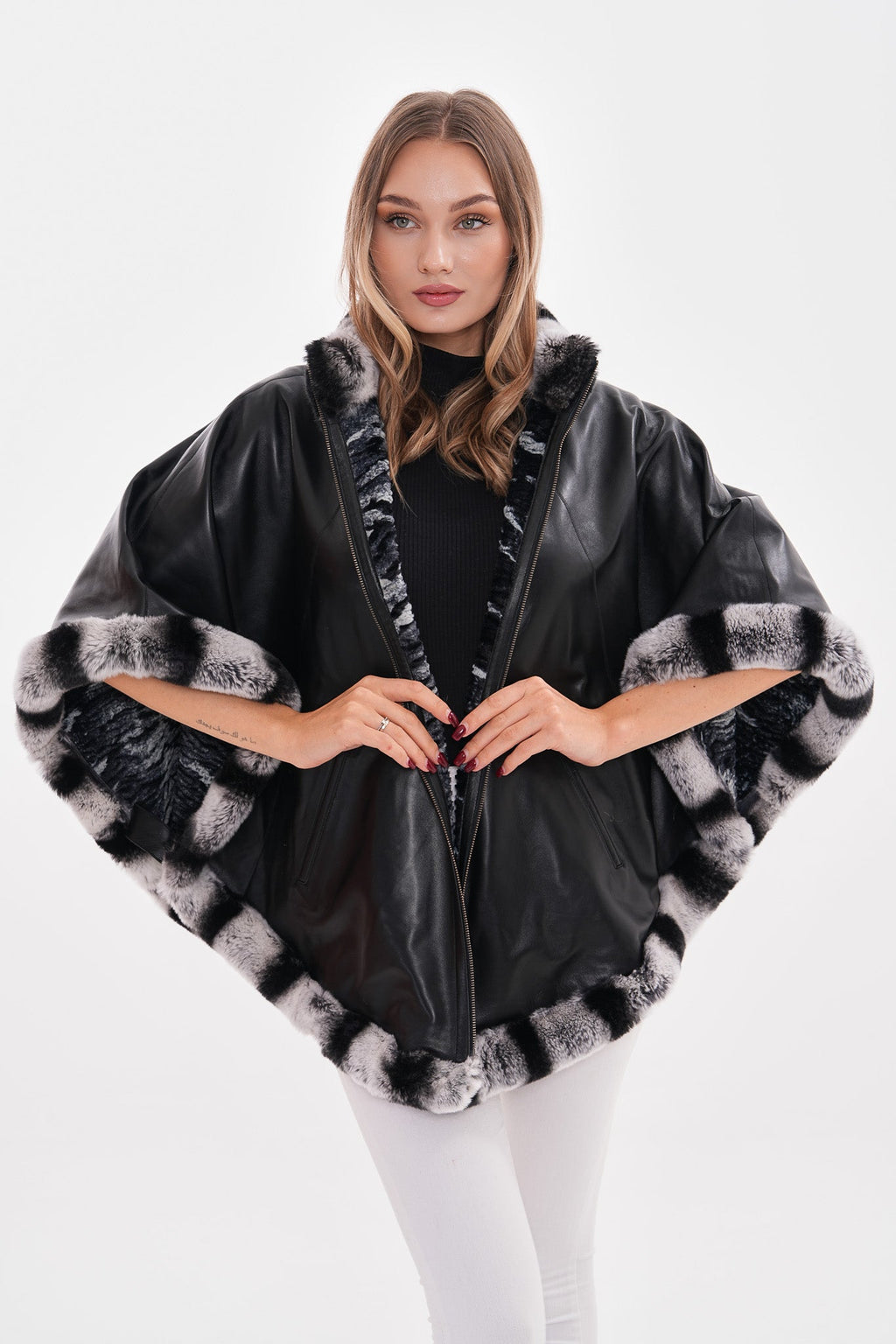 The Glacier Black Reversible Leather Women Jacket