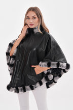 The Glacier Black Reversible Leather Women Jacket