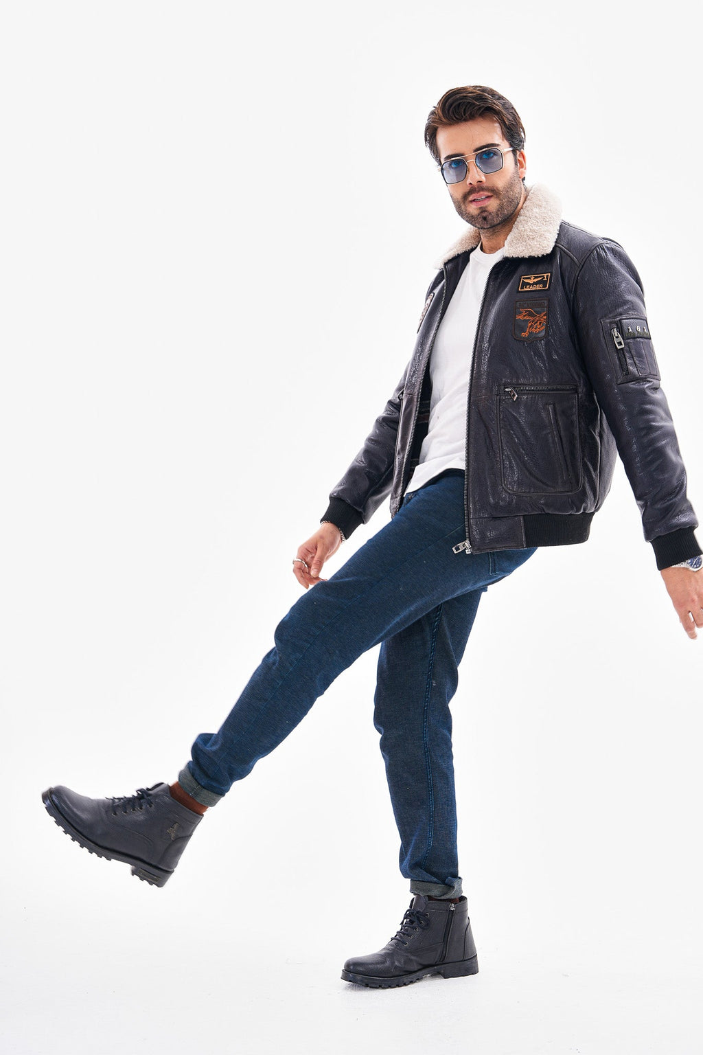 The Northway Navy Blue Lambskin Men Leather Jacket