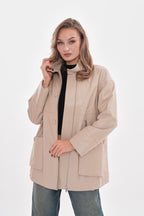 The Lioara Cream Leather Women Jacket