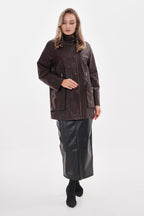 The Liora Brown Leather Women Jacket
