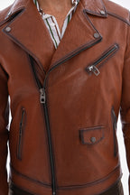 The Volt Textured Tan Leather Men Jacket