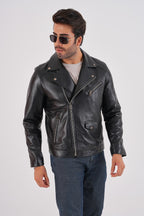 The Volt Black Leather Biker Men Jacket