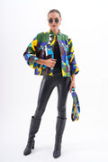 The Odessa Geometric Art Leather Women Jacket