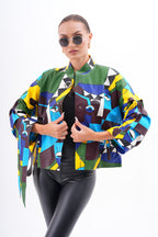 The Odessa Geometric Art Leather Women Jacket