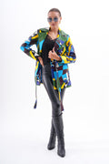 Sienna Abstract Art Leather Women Jacket – Blue Green Edition