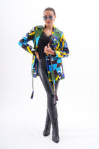 Sienna Abstract Art Leather Women Jacket – Blue Green Edition