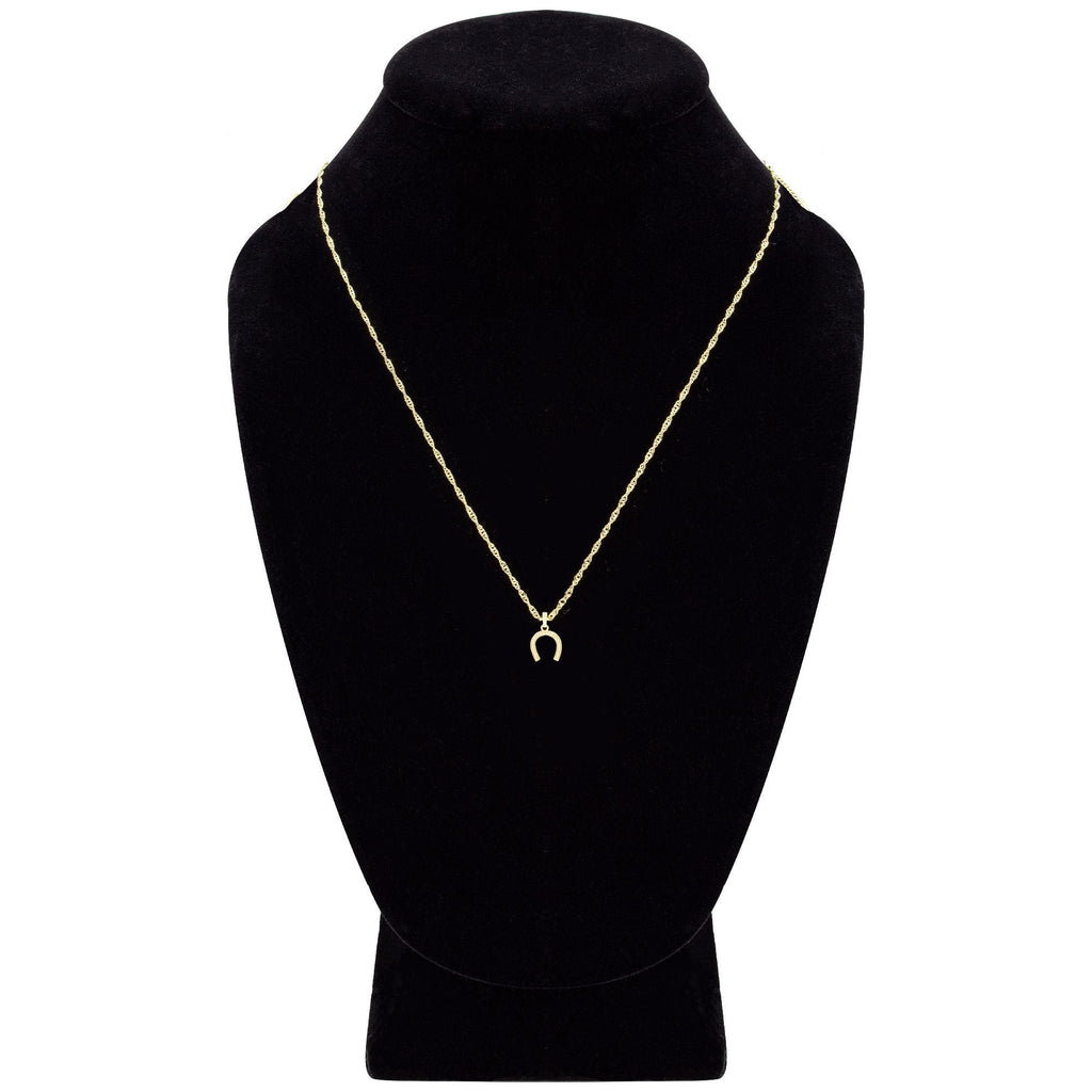 Horse Shoe Cubic Zirconia Pendant With Necklace Set 14K Gold Filled