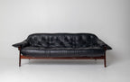 Brazilian Modern MP-41 Sofa in New Black leather and Brazilian Hardwood by Percival Lafer