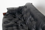 Brazilian Modern MP-41 Sofa in New Black leather and Brazilian Hardwood by Percival Lafer