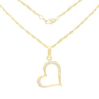 Cubic Zirconia 14K Gold Filled Heart Subtle Pendant Necklace Set