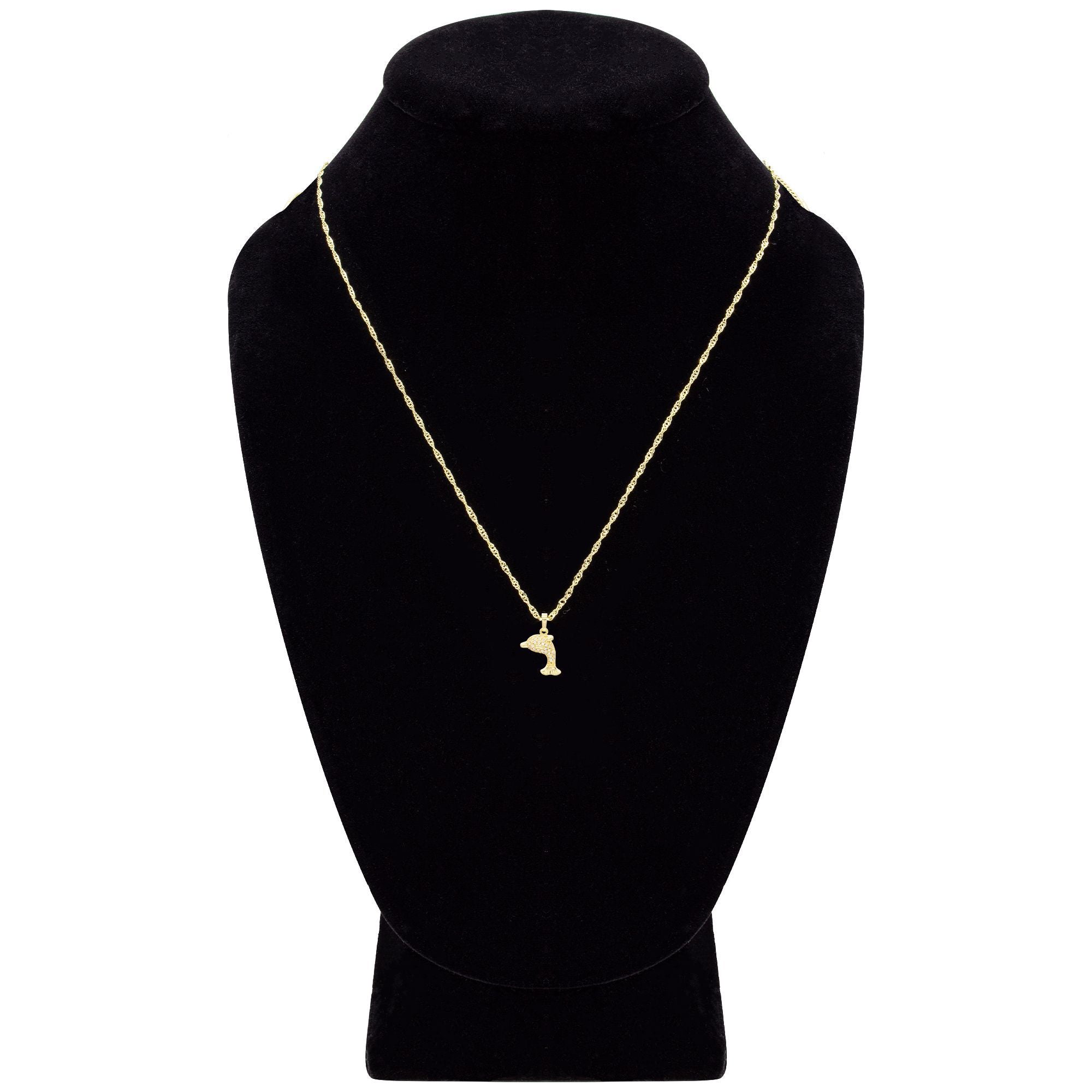 Whale Cubic Zirconia Pendant With 14K Gold Filled Necklace Set