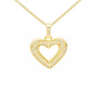 Cubic Zirconia 14K Gold Filled Double Layered Heart Pendant Necklace Set