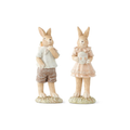 At Home w/ Jorge Perez Assorted Resin Boy & Girl Bunnies w/Egg and Backpack