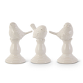 At Home w/ Jorge Parez Assorted Cream Ceramic Birds on Pedestal