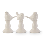 At Home w/ Jorge Parez Assorted Cream Ceramic Birds on Pedestal