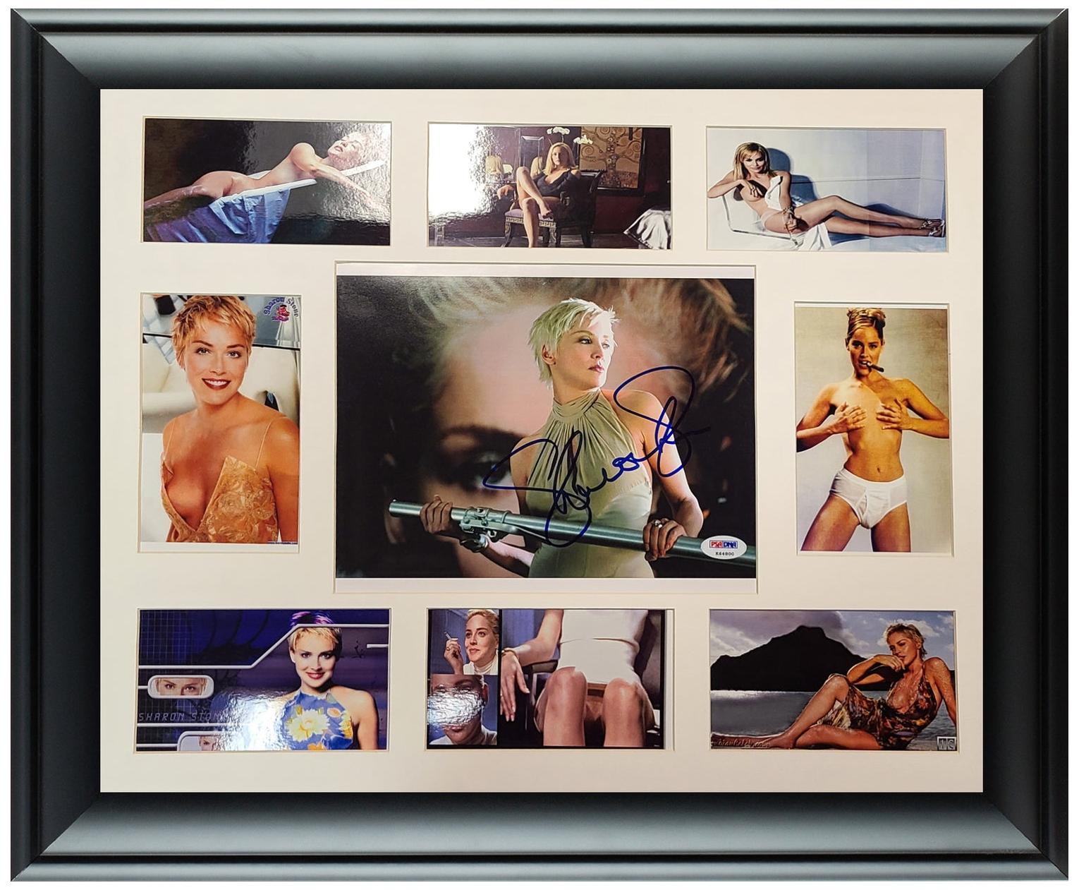 Sharon Stone Signed Framed Movie Photo Collage Photo Display PSA