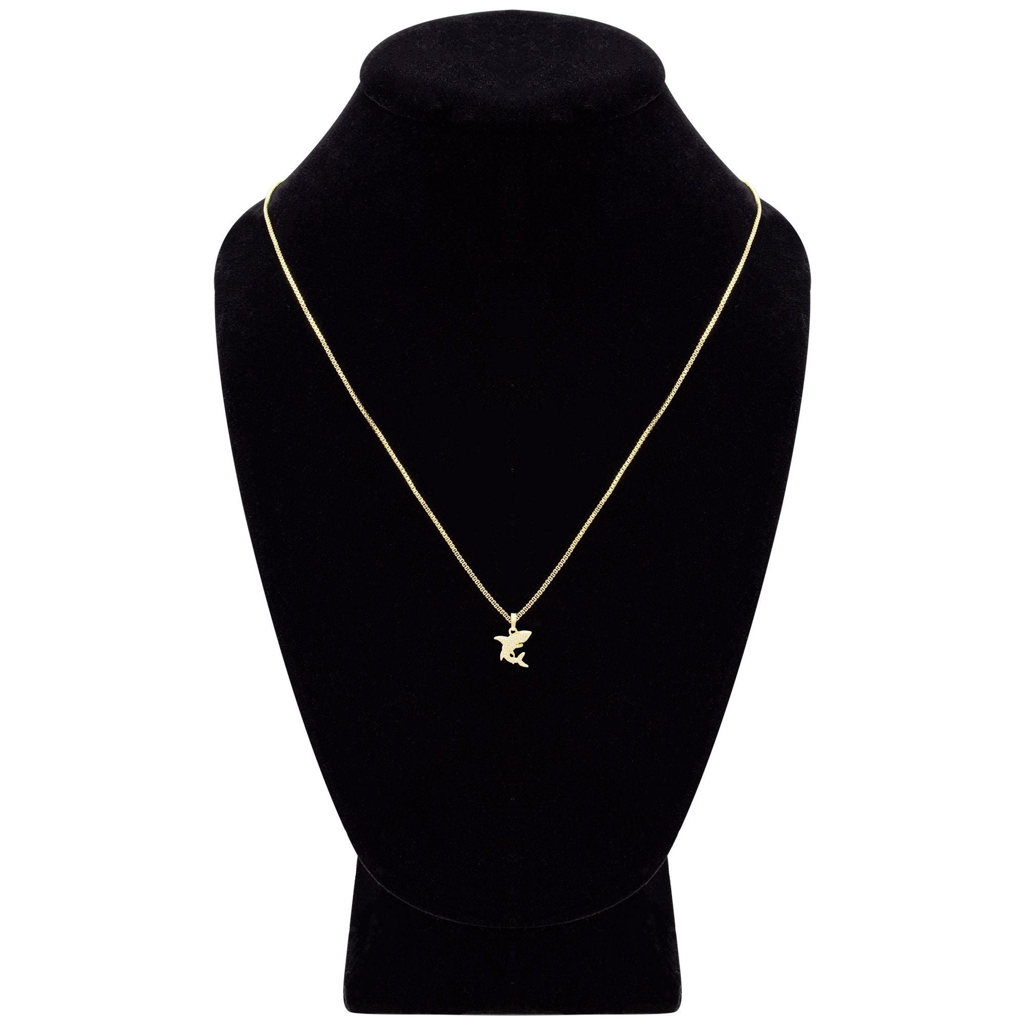 Shark Pendant Cubic Zirconia 14K Gold Filled Necklace Set