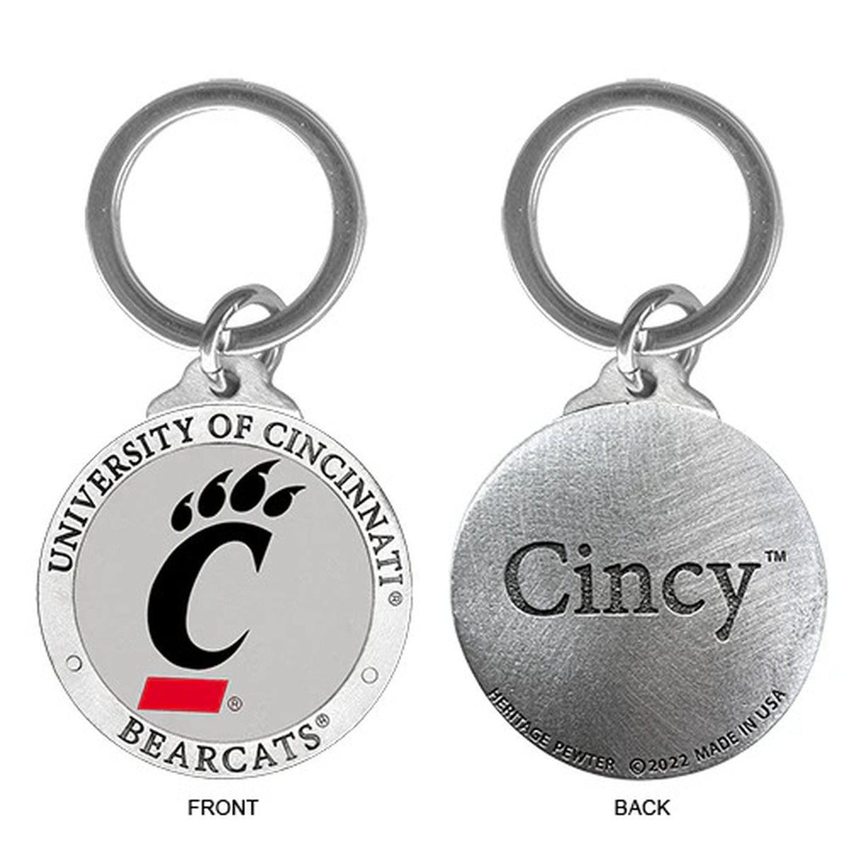Cincinnati Bearcats Keychain w/ Backtext