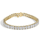 IGI Certified 14K Yellow Gold 18 1/2 Cttw Emerald Cut Lab Grown Diamond Tennis Bracelet