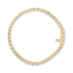 IGI Certified 14K Yellow Gold 18 1/2 Cttw Emerald Cut Lab Grown Diamond Tennis Bracelet