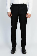 Black Classic  Solid Fabric Trousers – Wessi