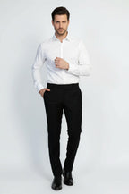 Black Classic  Solid Fabric Trousers – Wessi