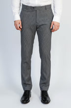 Black & Grey Micro-Patterned Fabric Trousers – Wessi