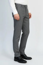 Black & Grey Micro-Patterned Fabric Trousers – Wessi