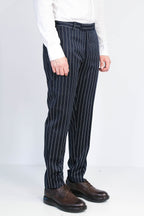 Navy White Pinstripe Slim Fit Dress Trousers – Wessi