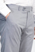 Light Grey Micro Patterned Slim Fit Dress Trousers – Wessi